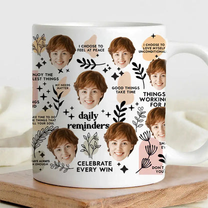 Personalized Ceramic Mug with Multi-Face Design Couple's Gift