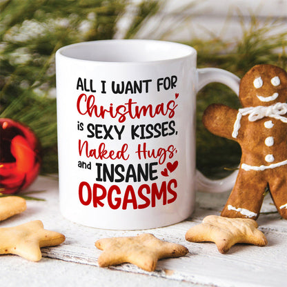 Romantic Couple, All I Want For Christmas Is Sexy Kisses, Personalized Coffee Mug, Couple Gifts, Gifts For Him/Her, Unique Christmas Gifts