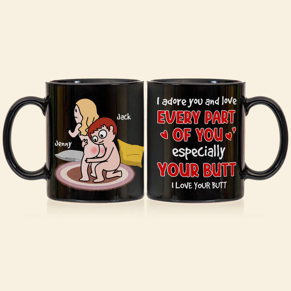 I Adore You And Love Every Part Of You - Personalized Couple Black Mug - Gift For Couple