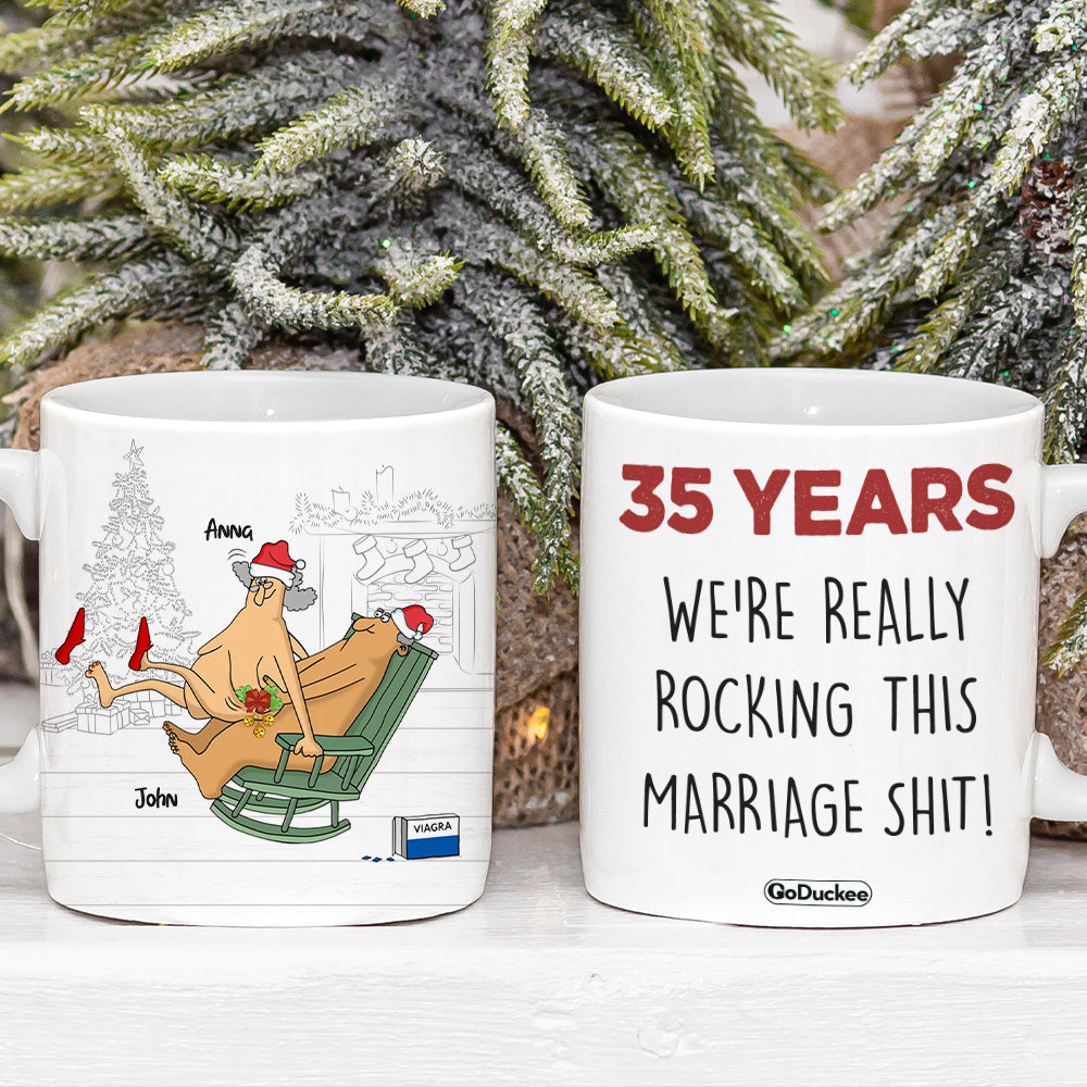 We're Really Rocking This Marriage Shit Personalized Funny Old Couple Mug, Gift For Couple