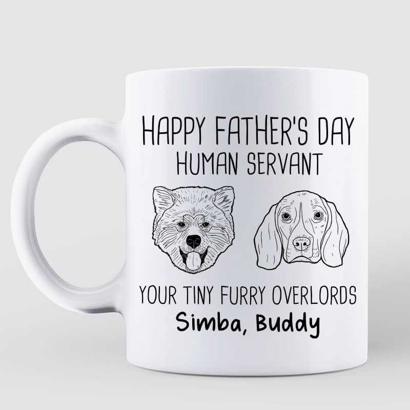 Happy Father's Day Human Servant Dog Head Outline Personalized Mug