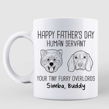 Happy Father's Day Human Servant Dog Head Outline Personalized Mug