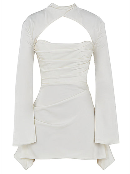 Backless Cut Out Draped Mini Birthday Dress