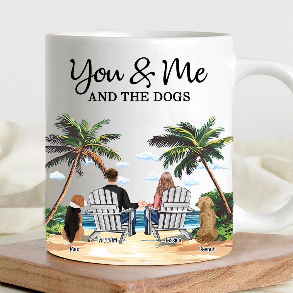 Personalized White Ceramic Mug You & Me and the Dogs, Custom Mug for Couples with Their Dogs, Perfect Gift for Dog Lovers,