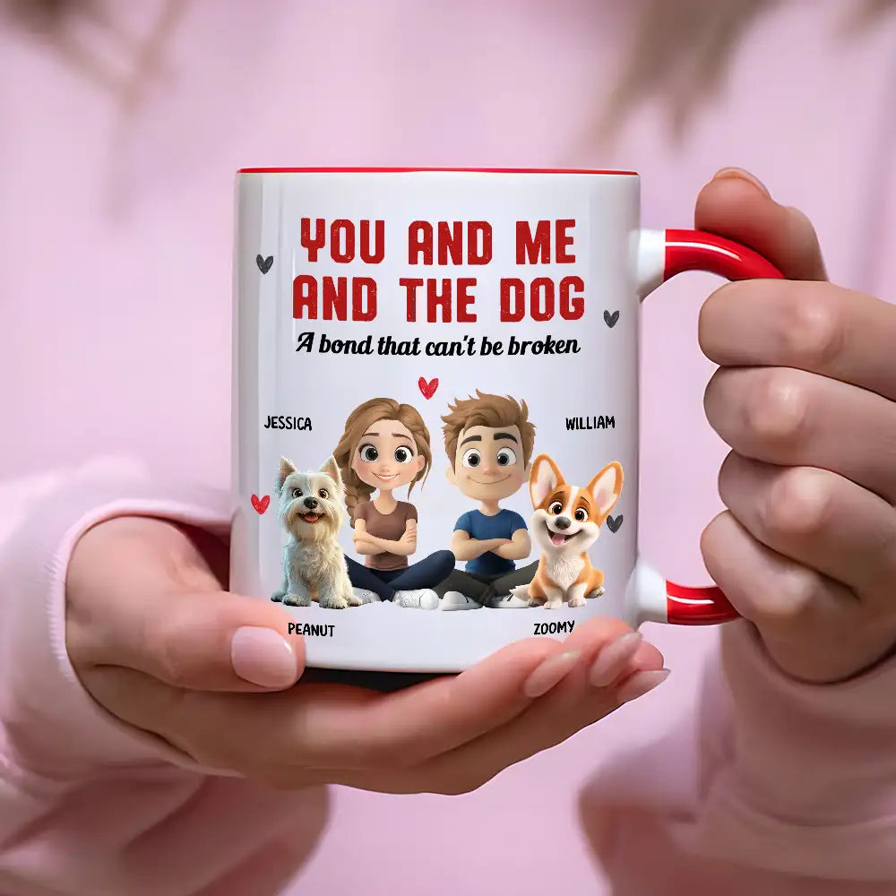 You and Me and the Dog Custom Mug | A Bond That Can't Be Broken