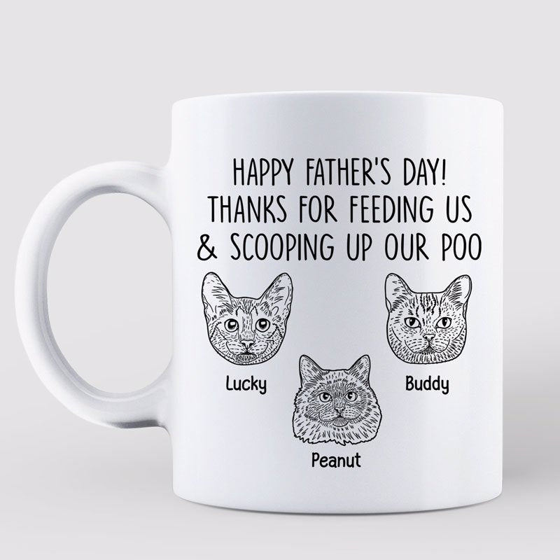 Happy Father's Day Cat Dad Cat Head Outline Personalized Mug