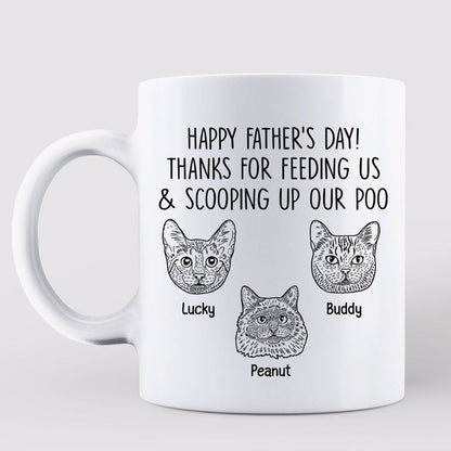 Happy Father's Day Cat Dad Cat Head Outline Personalized Mug