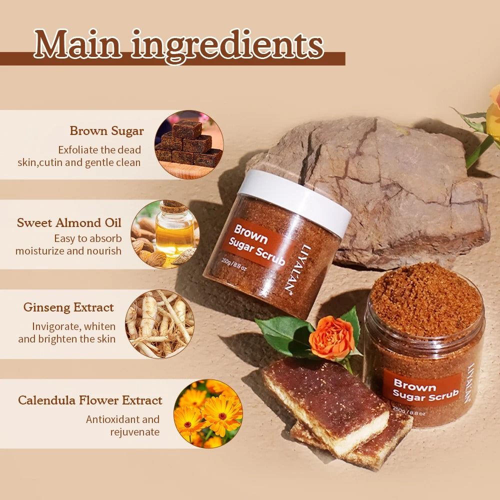 Brown Organic Sugar Body Scrub Exfoliates And Nourishes Skin Naturally