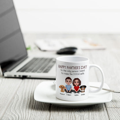 Happy Pawther's Day To The Person I Want To Raise A Dog Cat With Crossed Legs Couple Personalized Mug, Father's Day Gift For Dog Cat Dad