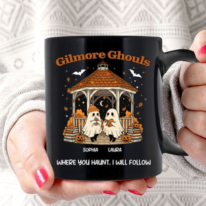 Where You Hunt I Will Follow Besties Ghouls Personalized Mug, Halloween Gift For Best Friends