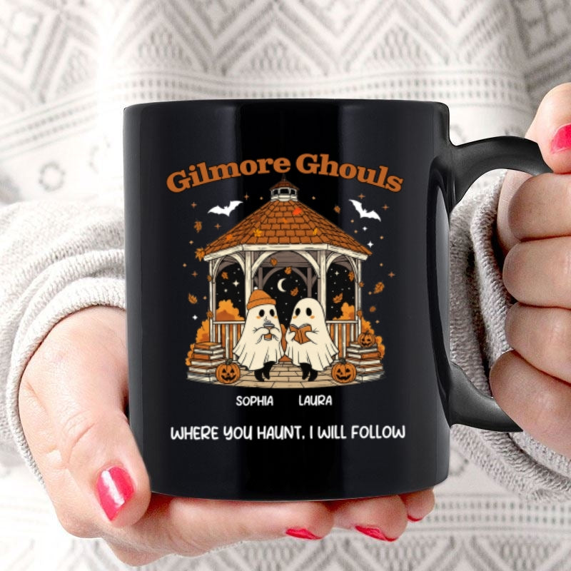 Where You Hunt I Will Follow Besties Ghouls Personalized Mug, Halloween Gift For Best Friends