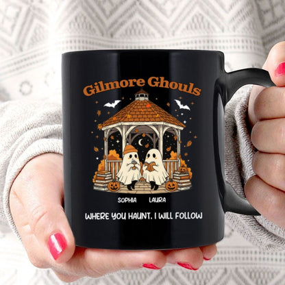Where You Hunt I Will Follow Besties Ghouls Personalized Mug, Halloween Gift For Best Friends