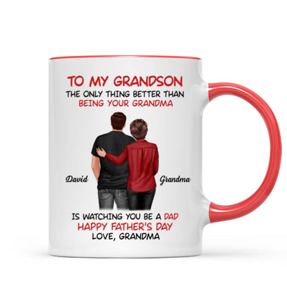To My Grandson From Grandma Happy Father's Day Back View Personalized Mug