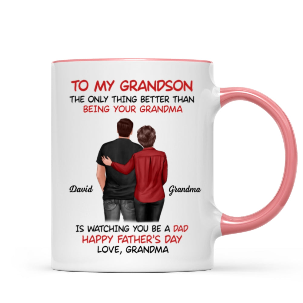 To My Grandson From Grandma Happy Father's Day Back View Personalized Mug