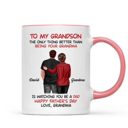 To My Grandson From Grandma Happy Father's Day Back View Personalized Mug