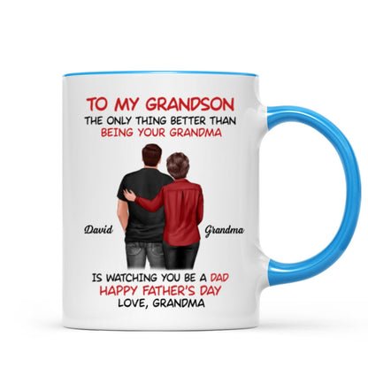 To My Grandson From Grandma Happy Father's Day Back View Personalized Mug