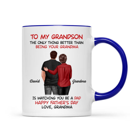 To My Grandson From Grandma Happy Father's Day Back View Personalized Mug