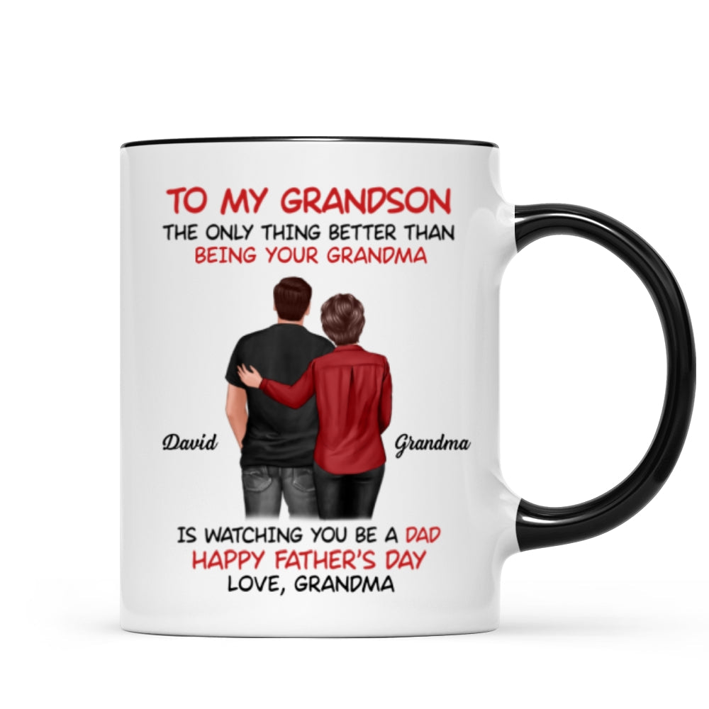 To My Grandson From Grandma Happy Father's Day Back View Personalized Mug