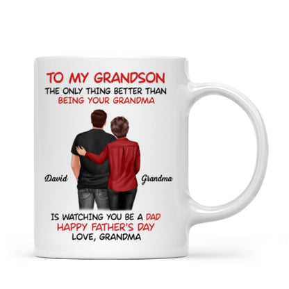 To My Grandson From Grandma Happy Father's Day Back View Personalized Mug