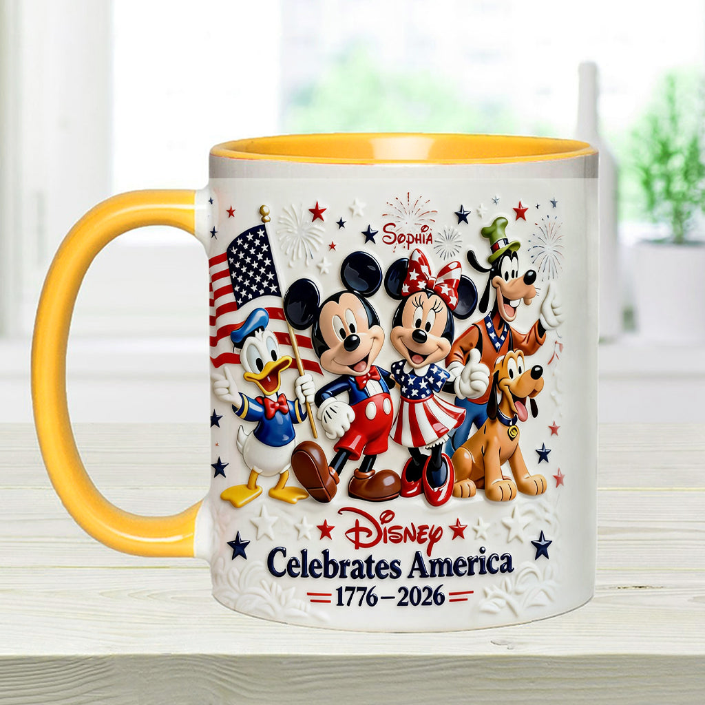MkMo Magic Mouse Celebrate USA's 250th Anniversary - Personalized Accent Mug HH01