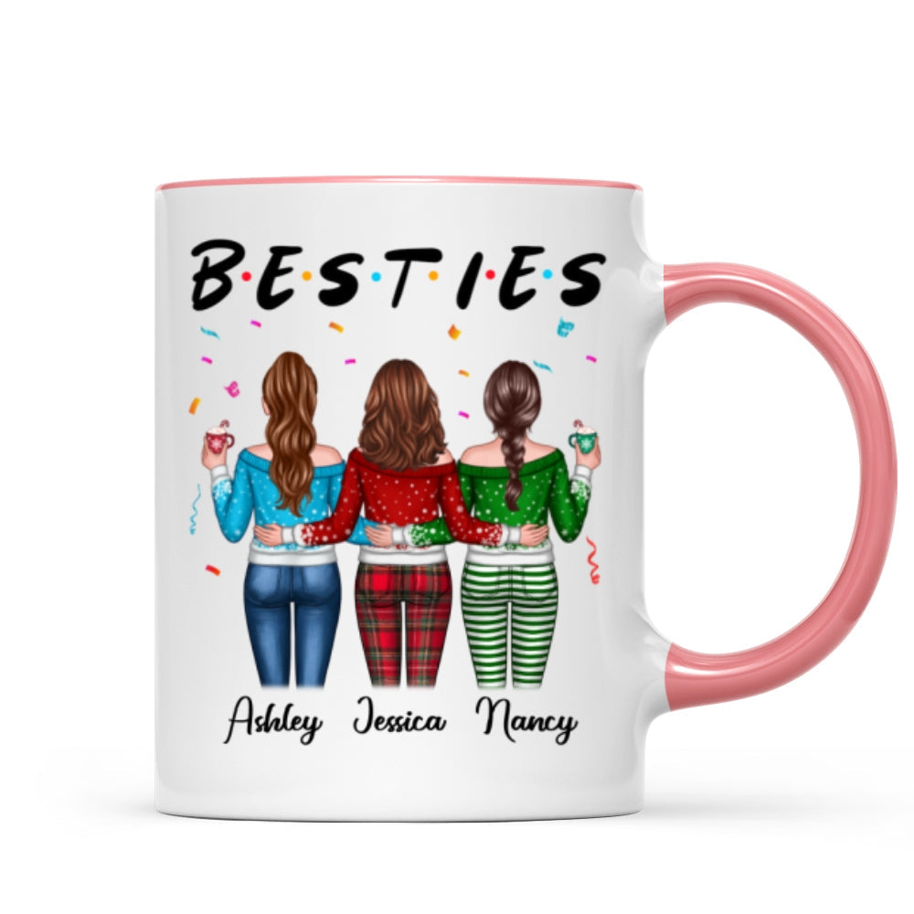 Besties Sisters Friends Back View Christmas Personalized Mug
