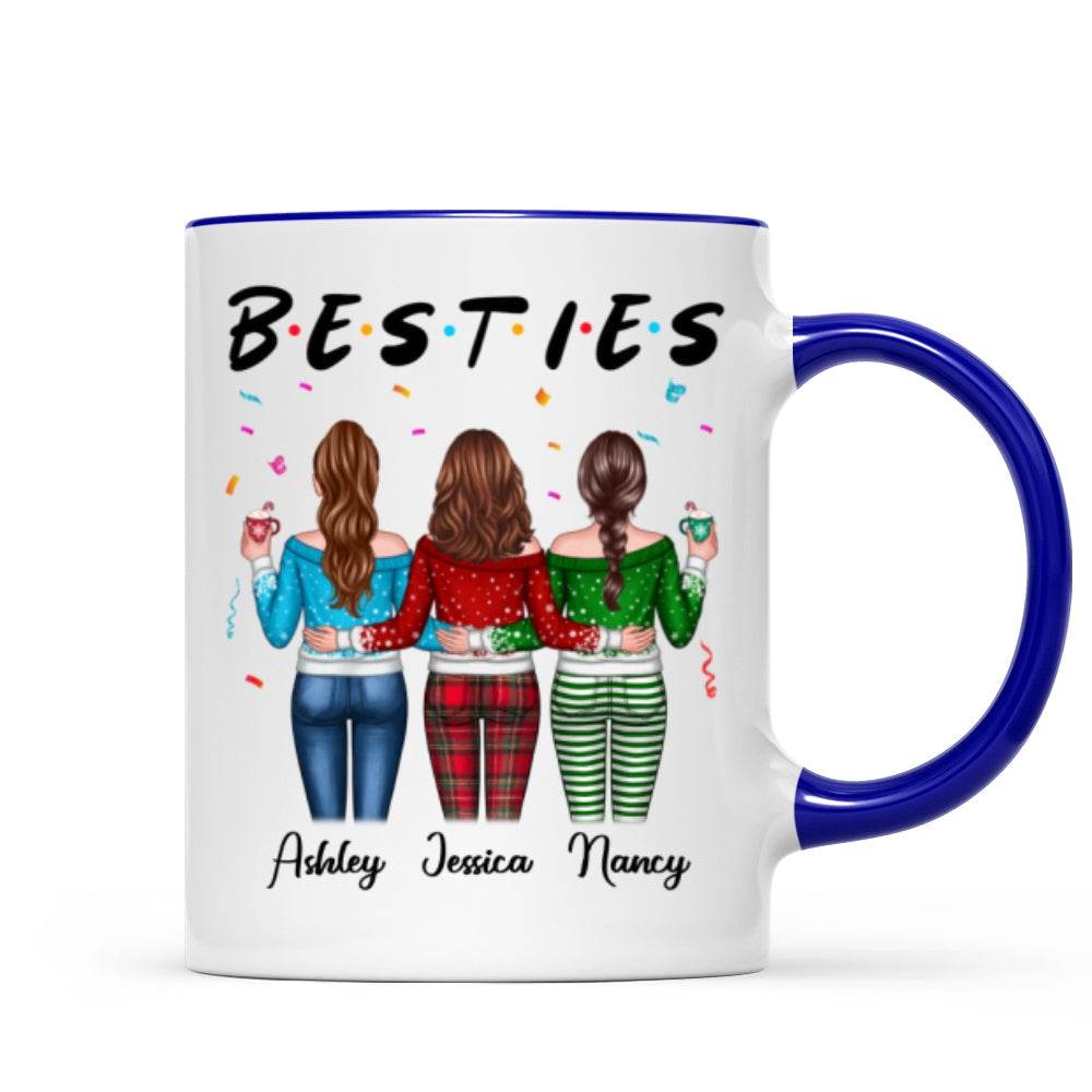 Besties Sisters Friends Back View Christmas Personalized Mug
