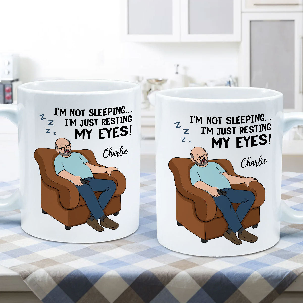 I'm Not Sleeping I'm Just Resting My Eyes Dad Grandpa Asleep Funny Father's Day Gift Personalized Mug