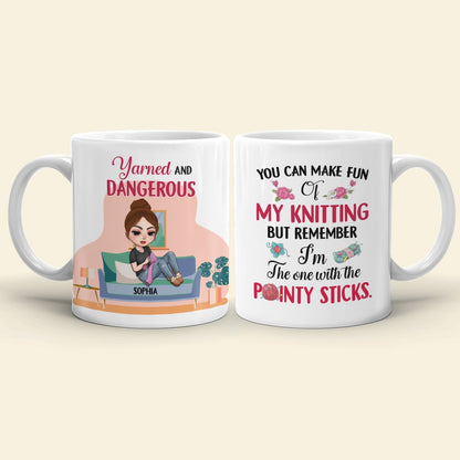 Yarned and Dangerous Personalized Knitting Mug Gift For Her