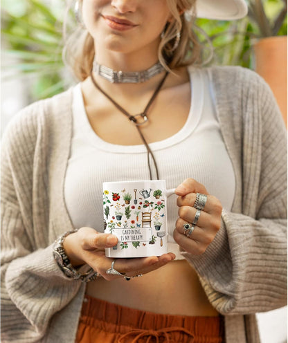 Gardening Is My Therapy Coffee Mug Funny Plant Lover Gift for Gardener Mom Wife
