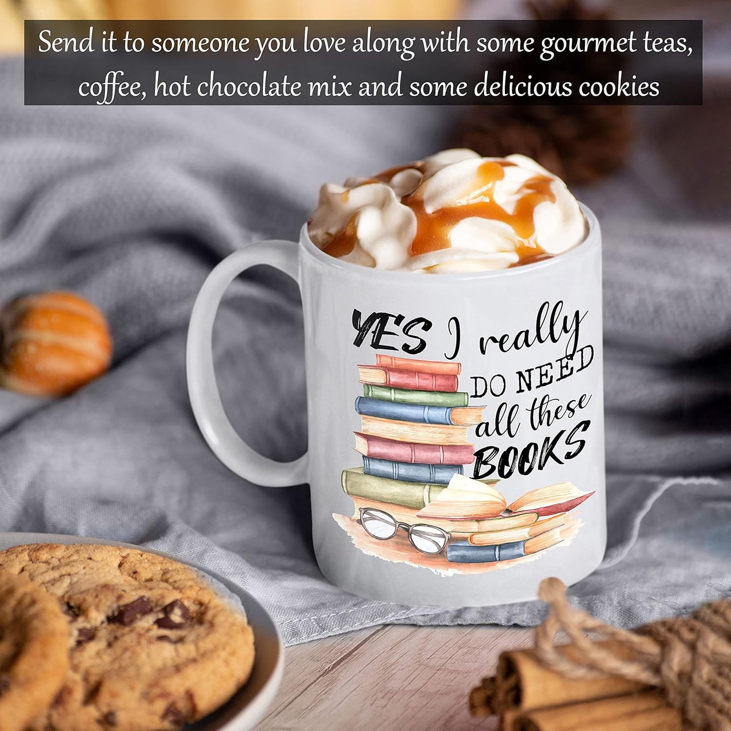 Yes I Really Do Need All These Books Coffee Mug, Funny Book Lover Gift for Mom Dad Sister Friend Birthday Gift