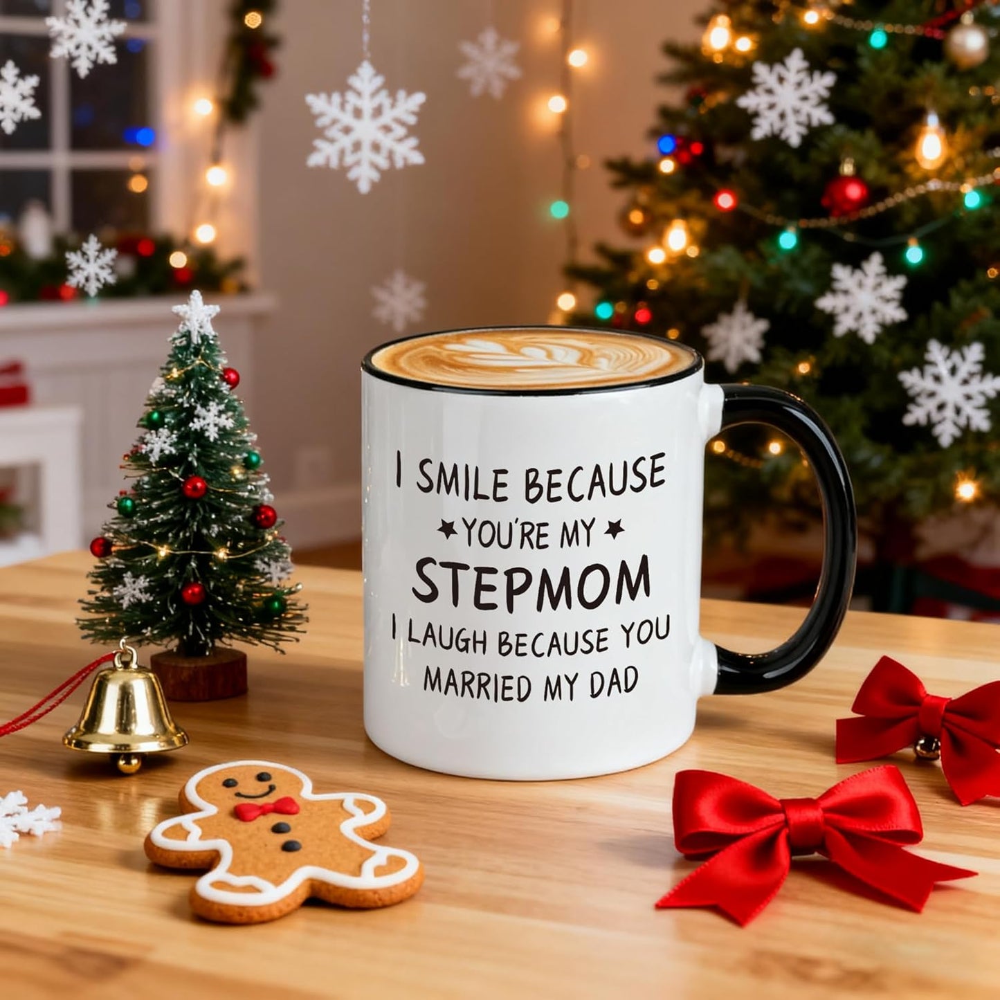 I Smile Because You Are My Stepmom Coffee Mug, Bonus Mom Gift from Stepdaughter Stepson Birthday Mother's Day Christmas Gift