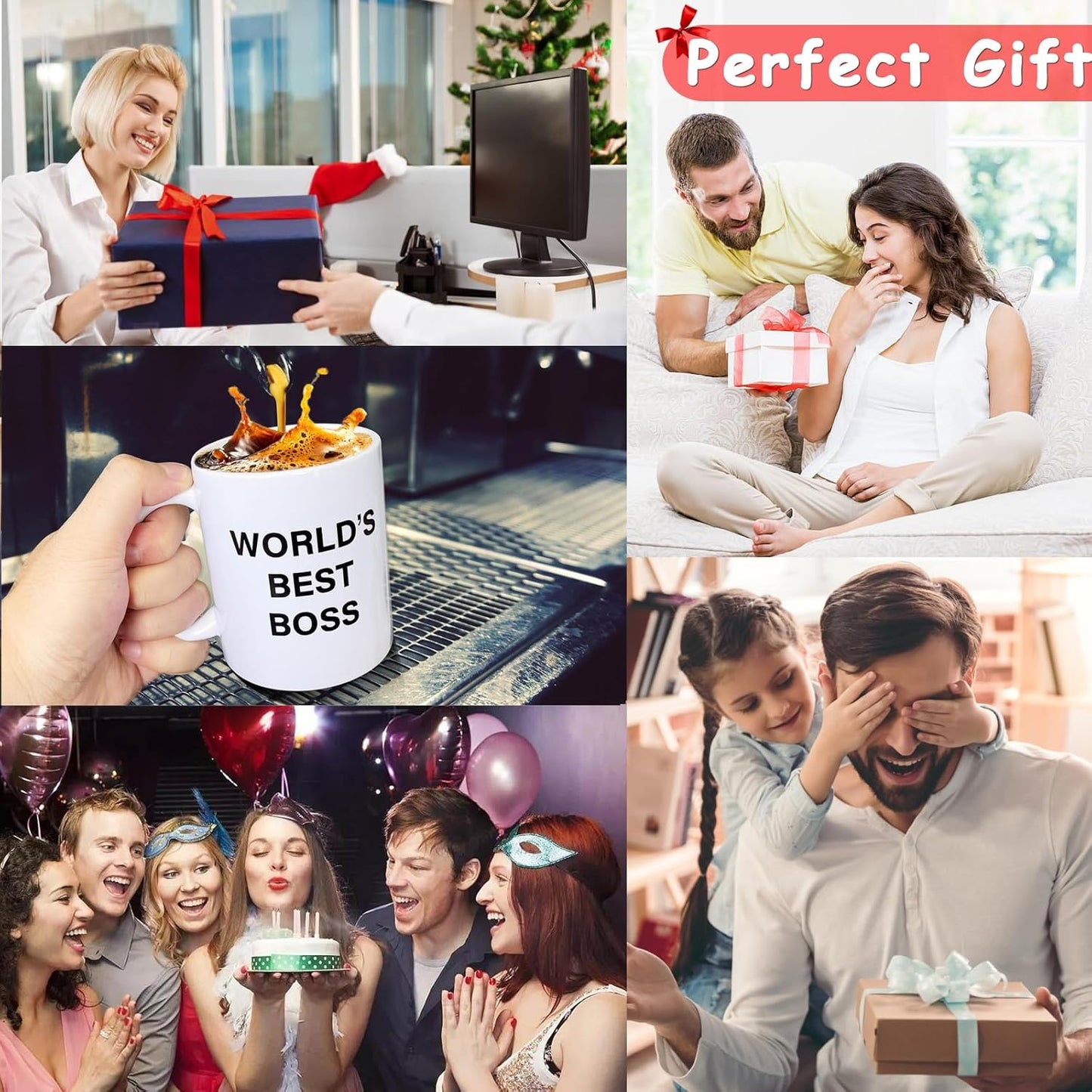 World's Best Boss Coffee Mug, Funny Office Gift for Boss Male Female, Boss Day Birthday Christmas Gift from Coworkers Employees