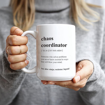Chaos Coordinator Coffee Mug, Funny Gift for Teacher Boss Manager Coworker, Birthday Christmas Appreciation Gift