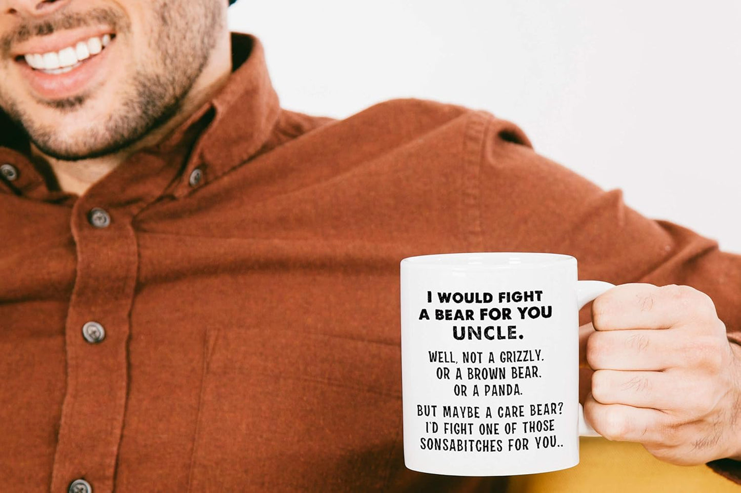 I Would Fight A Bear For You Uncle Funny Coffee Mug Gift for Uncle from Niece Nephew Birthday Christmas Gift