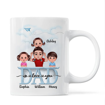 Doll Dad And Kid Piggyback Dad I Love You Personalized Mug