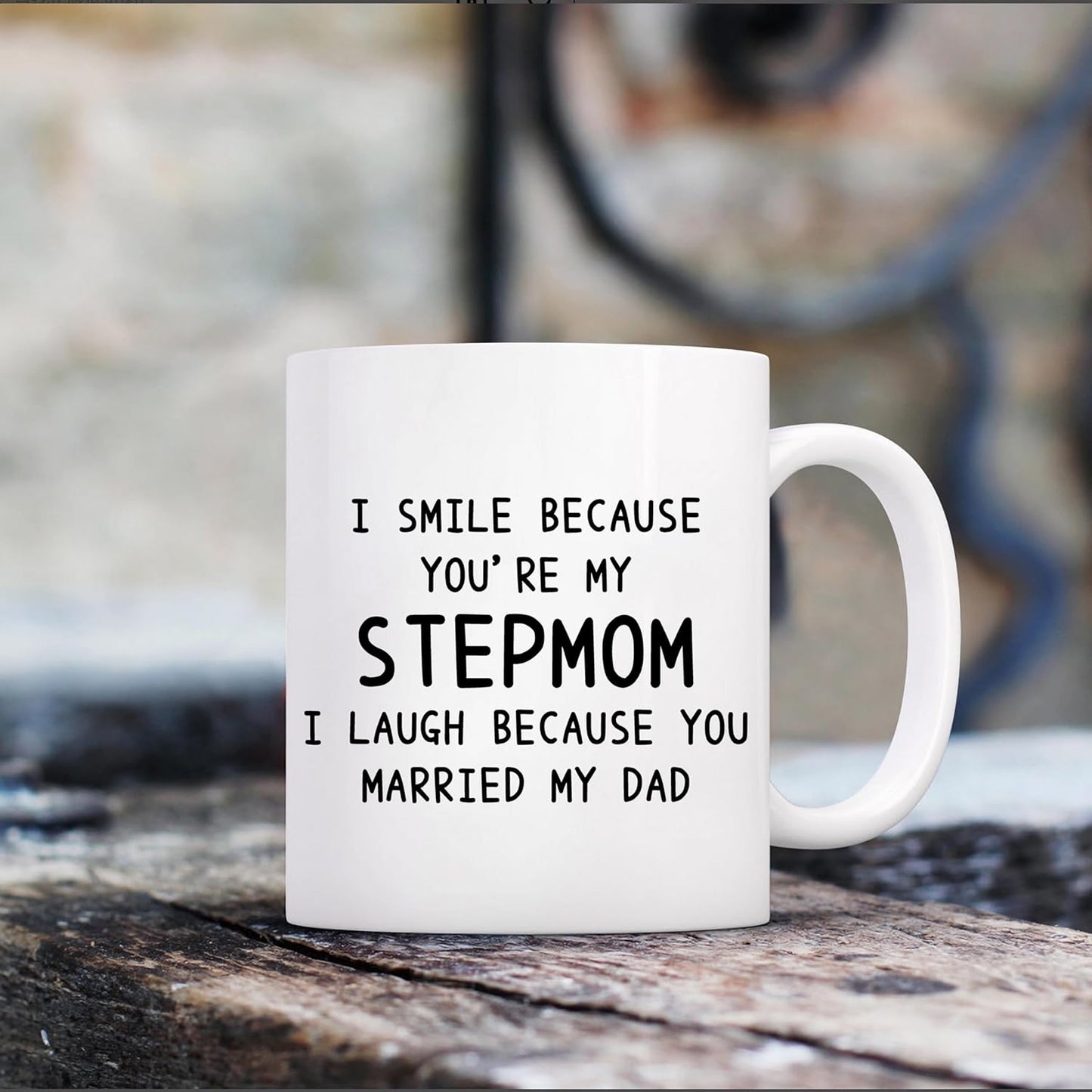 I Smile Because You're My Stepmom Coffee Mug Funny Gift for Stepmom from Stepdaughter Stepson, Mothers Day Birthday Gift
