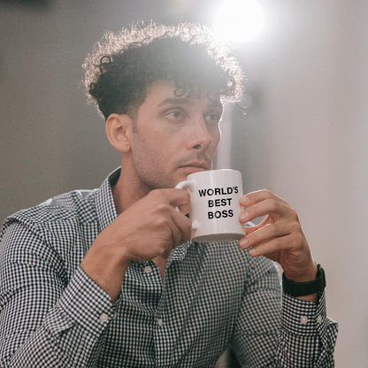 World's Best Boss Coffee Mug, Funny Office Gift for Boss Male Female, Boss Day Birthday Christmas Gift from Coworkers Employees