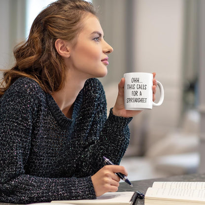 This Calls For A Spreadsheet Funny Coffee Mug, Accountant Excel Humor Gift for Office Coworker CPA, Birthday Christmas Gift