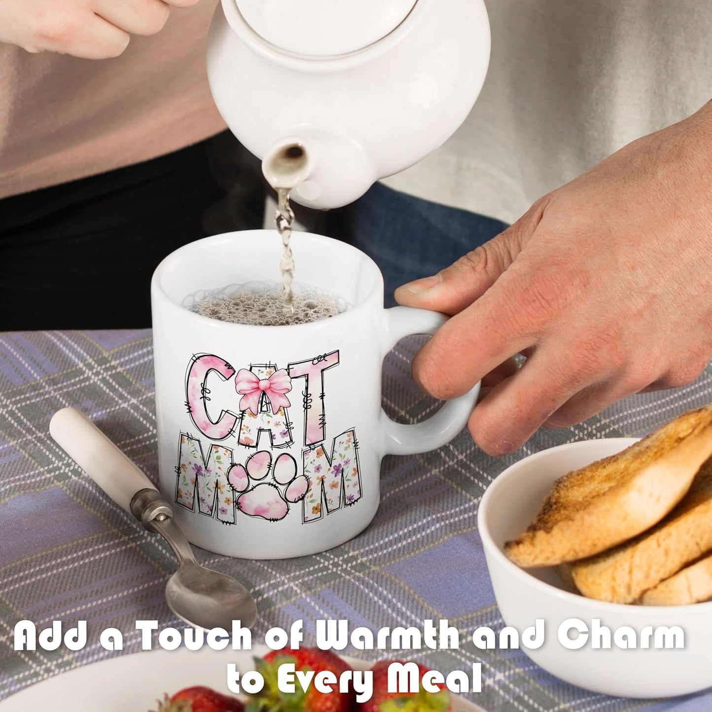 Cute Cat Mom Coffee Mug Gift for Cat Lover Women Mom Sister Friend, Birthday Christmas Gift