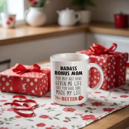 Bonus Mom Coffee Mug Gift for Stepmom from Stepdaughter Stepson Birthday Mother's Day Christmas Gift Idea