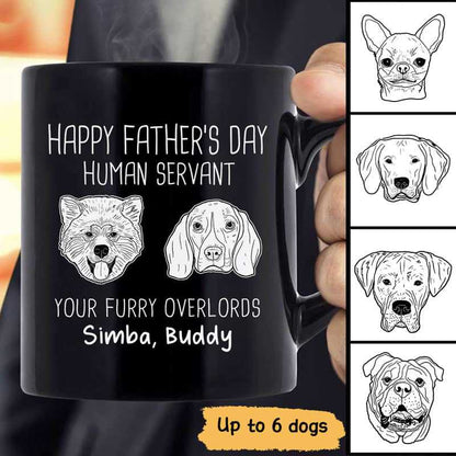 Happy Father's Day Dog Head Outline Gift For Dog Dad Personalized Black Mug