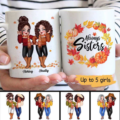 Fall Season Wreath Pretty Girls Personalized Mug (11oz)