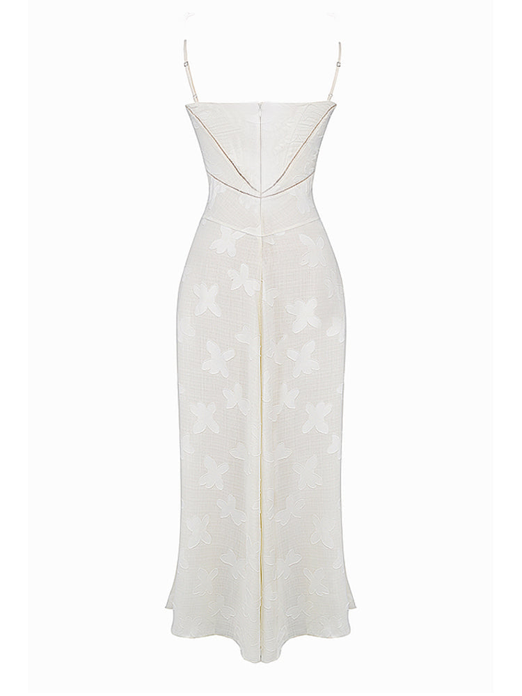 Elegant Thin Straps Floral Lace Maxi Dress