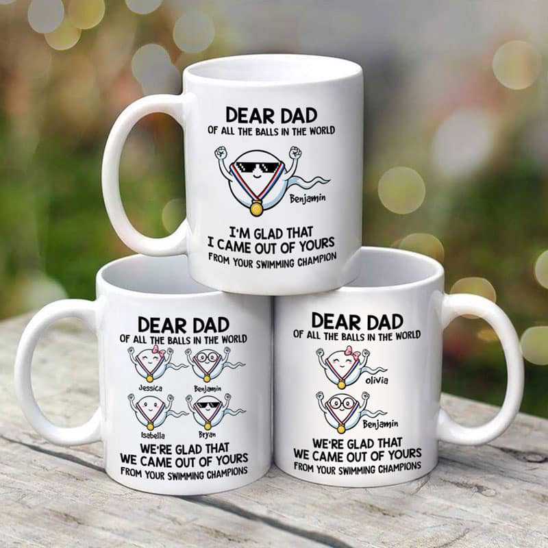 Dear Dad Swimming Champions Little Cute Kids Funny Father's Day Gift Personalized Mug
