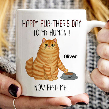 Happy Further's Day Cat Dad Feed Us Personalized Mug, Unique Father's Day Gift for Husband, Gift for Dad