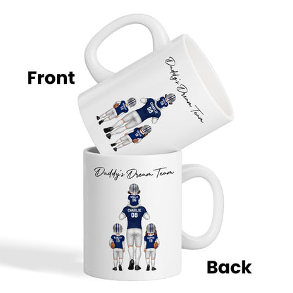 American Football Dad Dream Team Personalized Mug, Coolest Father's Day Gift For Dad