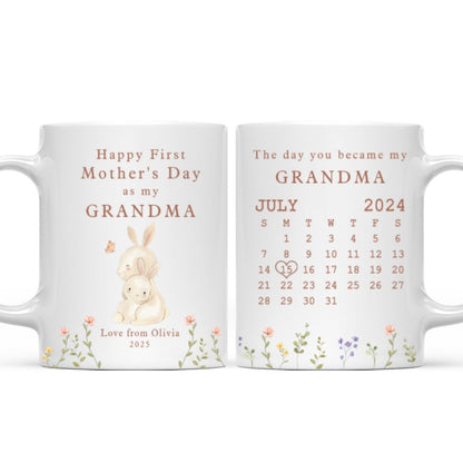 Happy 1st Mother's Day As My Grandma Nana Mommy Calendar Keepsake Personalized Mug