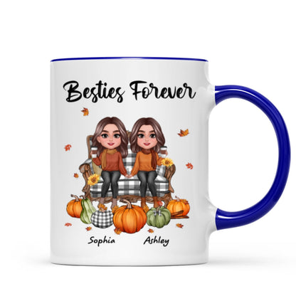Fall Season Besties Sitting On Chair Personalized Mug