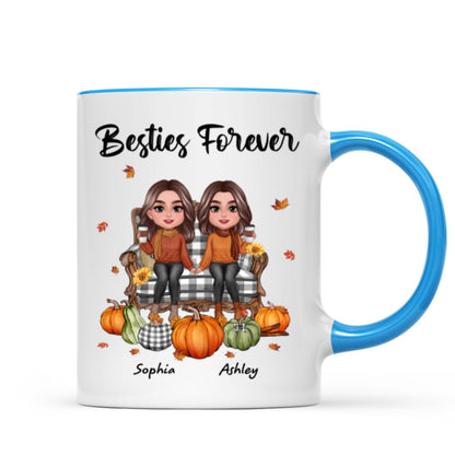 Fall Season Besties Sitting On Chair Personalized Mug