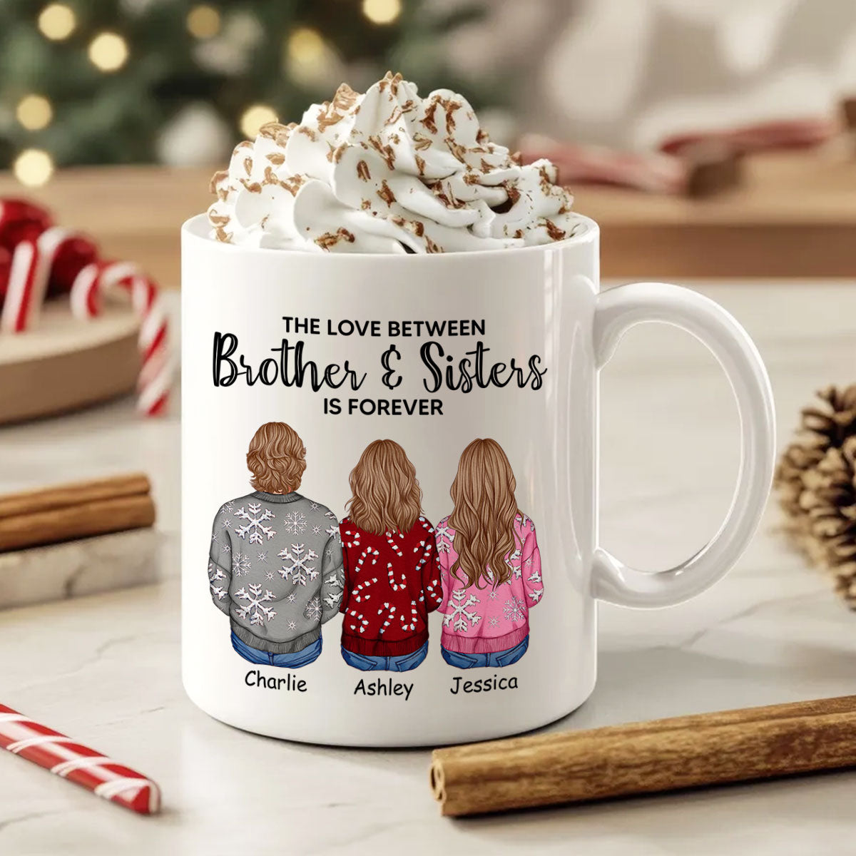 Personalized Siblings Christmas Mug, Personalized Brothers and Sisters Ornament, Siblings Gift